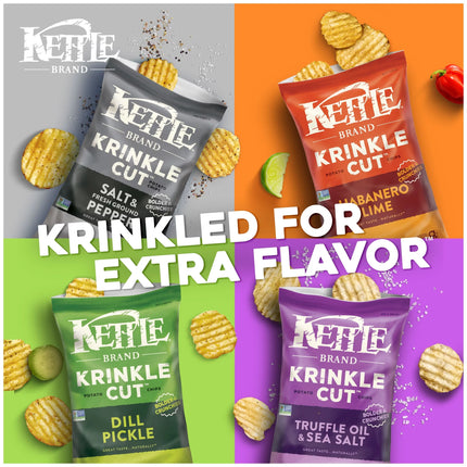 Potato Chips, Krinkle Cut, Salt & Ground Pepper Kettle Chips, Party Size, 13 Oz