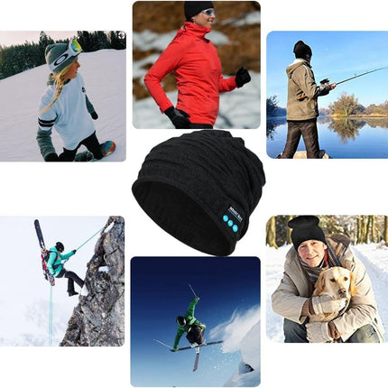 Wireless Bluetooth Beanie,Unisex Outdoor Sport Knit Hat with Stereo Speakers & Microphone