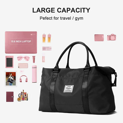 Travel Duffel Bag for Woman, Men Gym Tote Bag, Weekender Overnight Bag Carry on Bag Hospital Holdalls for Women with Wet Pocket, Airplane Approved Personal Item Bag