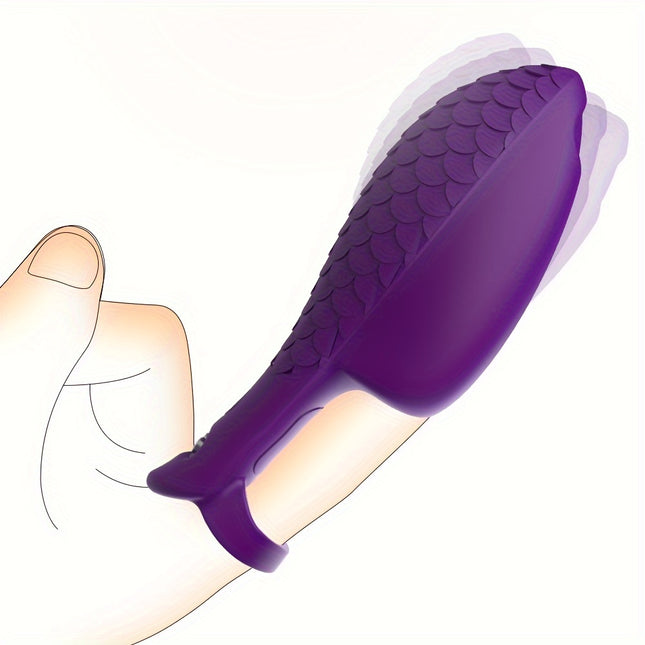 Fish Scale Finger Suit Silicone 10 Frequency Vibration Finger Shake Cup Couples  Massage Instead Of Finger Suit, Purple