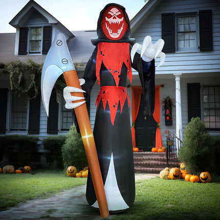 12 FT Halloween Inflatable Giant Grim Reaper Decoration with Built-In Leds,Grim Reaper with Scythe Halloween Decorations Outdoor Blow up Yard Lawn Decoration