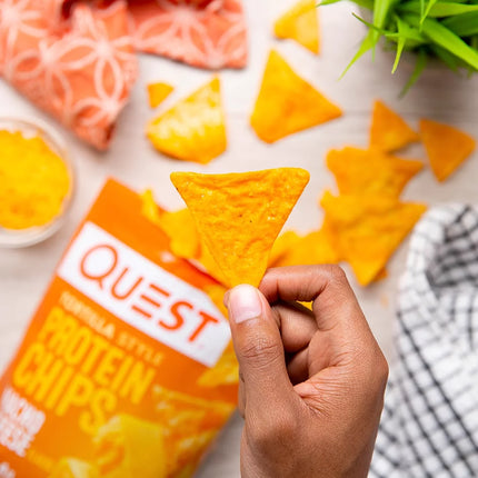 Quest Tortilla Style Protein Chips with 18G of Protein, Nacho Cheese Flavor, 1.1 Oz Bags, 8 Count