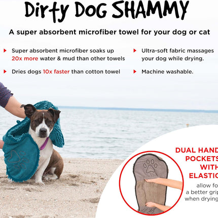 Shammy Dog Towels for Drying Dogs - Heavy Duty Soft Microfiber Bath Towel - Super Absorbent, Quick Drying, & Machine Washable - Must Have Dog & Cat Bathing Supplies | Grey 13X31