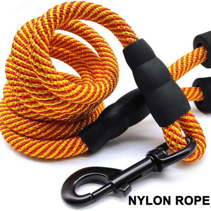 Heavy Duty Rope Dog Leash, 3/4/5/6/7/8/10/12/15 FT Nylon Pet Leash, Soft Padded Handle Thick Lead Leash for Large Medium Dogs Small Puppy