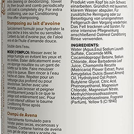 Oatmeal Shampoo - Grooming for Dogs and Cats, Soothe Sensitive Skin Formula with Aloe for Itchy Dryness for Pets, Ph Balanced, Cruelty Free, Paraben Free, Made in USA