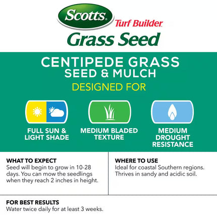 Turf Builder 5 Lbs. Grass Seed Centipede Grass Seed & Mulch Grows a Thick, Low-Maintenance Lawn