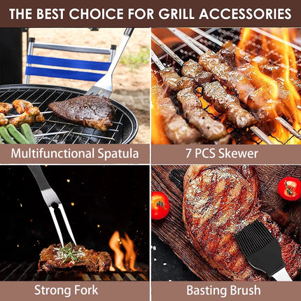 Grill Tools Set,Grill Set,Grilling Utensil Set,Grilling Accessories,Stainless Steel Grill Set, BBQ Kit,Bbq Grill Tools for Outdoor Camping Kitchen,21 Pcs