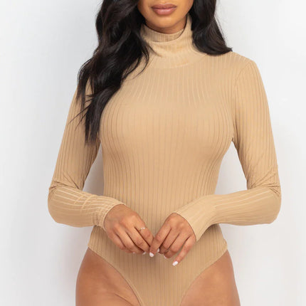 Ribbed Turtle Neck Long Sleeve Bodysuit (CAPELLA)