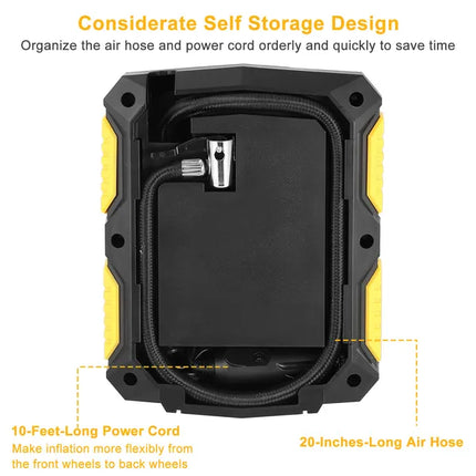 Tire Inflator 12V DC 120W 150PSI Tire Pump W/LCD Electric Air Compressor Pump 25L/Min Large Air Flow