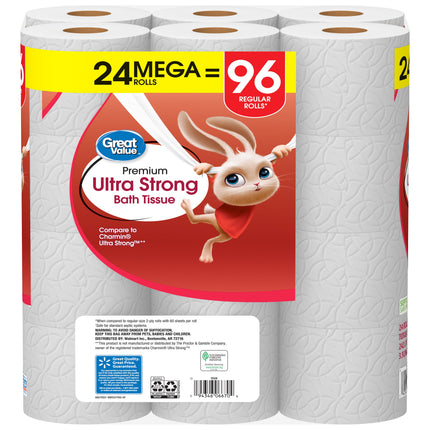 Ultra Strong Toilet Paper, 24 Mega Rolls