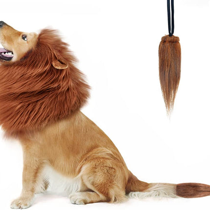 Lion Mane for Dog Costumes, Dog Lion Mane, Realistic Lion Wig for Medium to Large Sized Dogs, Large Dog Halloween Costumes, Lion Mane for Dog, Halloween Costumes for Dogs (Dark Brown)