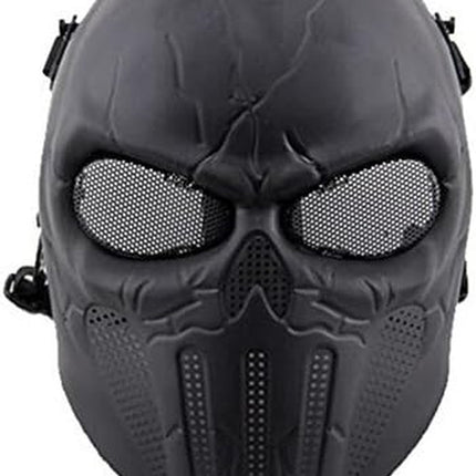 Tactical Paintball Airsoft Full Face Mask Skull Skeleton Mask with Eye Mesh Protection for Outdoors Cycling Halloween Cosplay (Black)