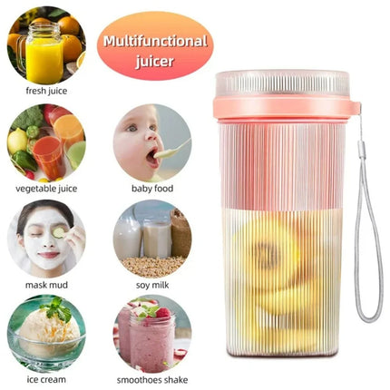 Portable Blender, Personal Mini Juice Blender, USB Rchargeable Juicer Cup with Six Blades, for Smoothie Blender Home/Office/Outdoors