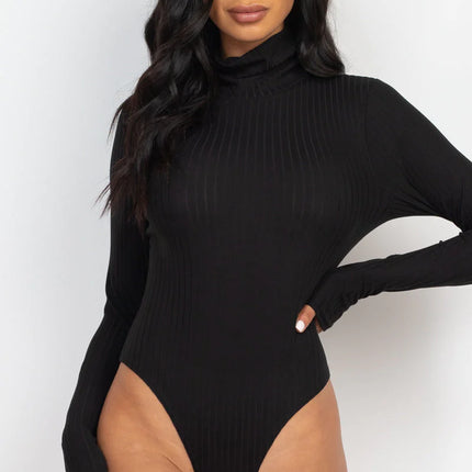 Ribbed Turtle Neck Long Sleeve Bodysuit (CAPELLA)