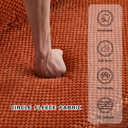 Compression Mahjong Sofa,Convertible Floor Sofa Bed,DIY Boneless Modular Sectional Sofa,No Assembly Required,Circle Fleece Fabric,Oversized 4 Seater With 1 Ottoman,Orange