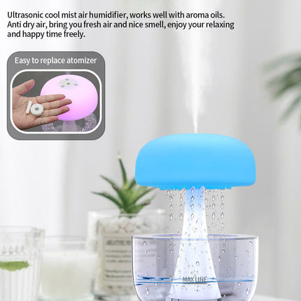 Jellyfish Raindrop Humidifier Ultrasonic Atomization Seven-color Ambience Light Cloud Rain Aroma Diffuser Home Decor