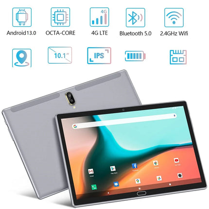 Tablet 10 Inch Android 13.0 Tablet 4G Cellular Tablet PC 2024 Latest Update 4G Phone Tablet 64GB + 4GB Storage Octa-Core Processor,Dual SIM Card Slot,Gps,Wifi,Bluetooth,1080P HD (Gray) Laptop Tablet