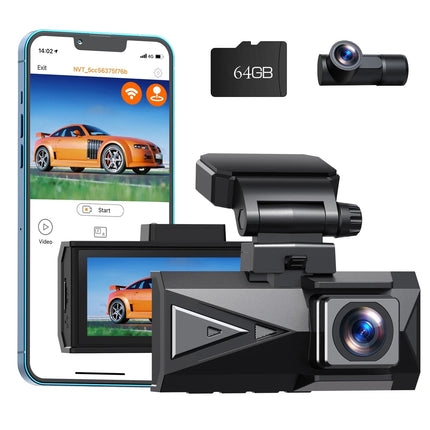 Dash Cam Front and Rear 4K+4K 5Ghz Wifi GPS, Dash Camera for Cars with 128G SD Card, 3.16" Touch Screen with Voice Commands, G-Sensor, APP, Night Vision