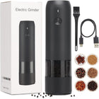 Rechargeable Electric Pepper or Salt Grinder, Adjustable Coarseness with USB Powered, One Hand Automatic Operated, Ceramic Grind, Refillable, ABS Food Grade Material(Black)