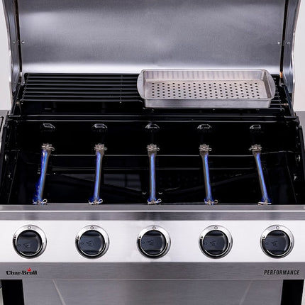 Performance Series Silver 5-Burner Liquid Propane Gas Grill with 1 Side Burner