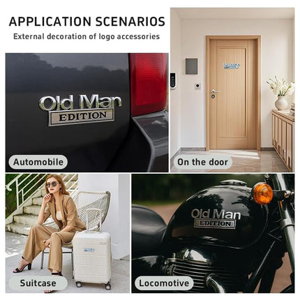 2pack Old Man Edition Emblems, Seabee Emblem 3D Badge Decal Car Truck SUV,Refrigerator Sticker,Window Display Stickers,Bicycles, Laptops, Fridges