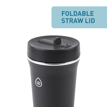 24 Oz Insulated Stainless Steel Straw Tumbler, Onyx