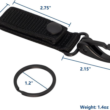 Heavy Duty Belt Keeper Clip Key Holder with Nylon MOLLE Strap & Metal Snap & Key Clip & Key Ring Keychain Organizer