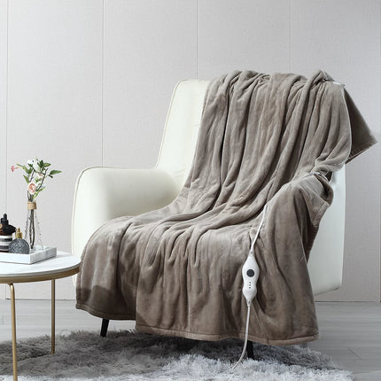 Electric Heated Blanket Throw，50"X60"Double Flannel Fabric Heated Throw Blanket for Home Office, Camel