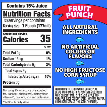 Fruit Punch Juice Box Pouches, 30 Ct Box, 6 Fl Oz Pouches