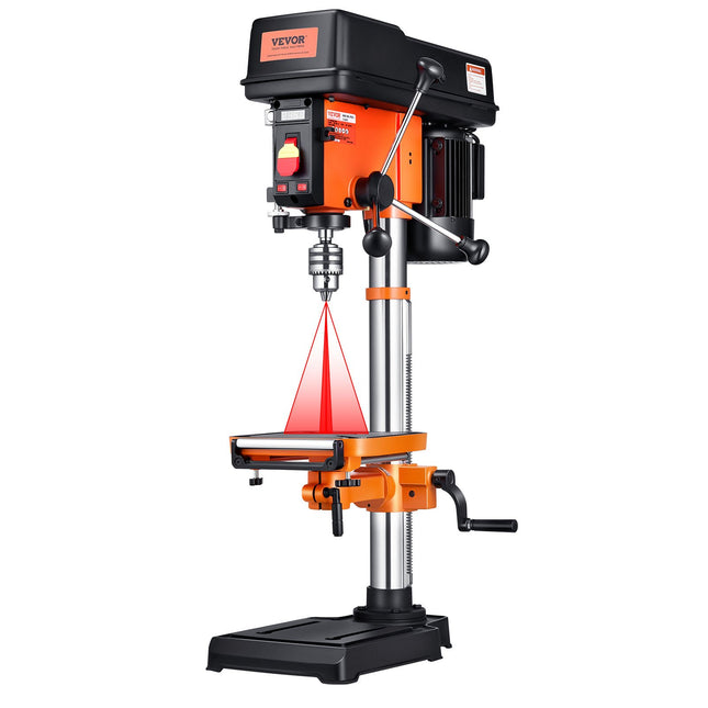 12 In Benchtop Drill Press, 5 Amp 120V, Variable Speed Cast Iron Bench Drill Press, 12 In Swing Distance 0-45° Tiltling Worktable With Laser Work Light, Tabletop Drilling Machine For Wood Metal