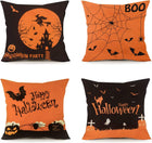 Halloween Decoration, Set of 4 Halloween Pillow Covers 18 X 18 Inch Spirder Web Jack-O-Lantern Cushion Covers for Halloween (Inserts Are Not Include)