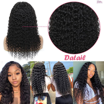 13X4 HD Lace Front Wigs Human Hair Deep Wave 18 Inch Glueless Wigs Human Hair Wet and Wavy 180 Density Lace Frontal Wigs Human Hair Closure Wig Human Hair for Women Natural Black