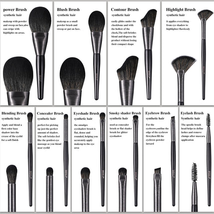 High-quality Makeup Brushes With Wooden Handles, Premium Natural 10pcs Makeup Brushes.