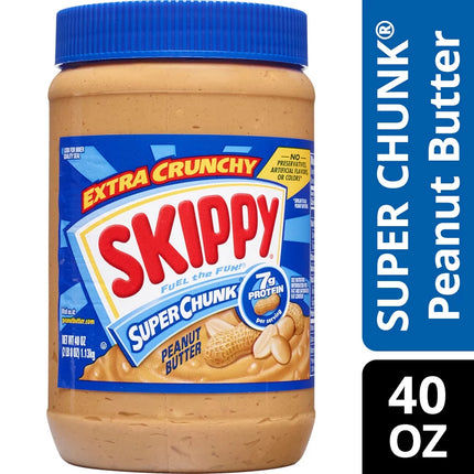 (3 Pack)  SUPER CHUNK Peanut Butter, 7 G Protein per Serving, Plastic Jar 40 Oz