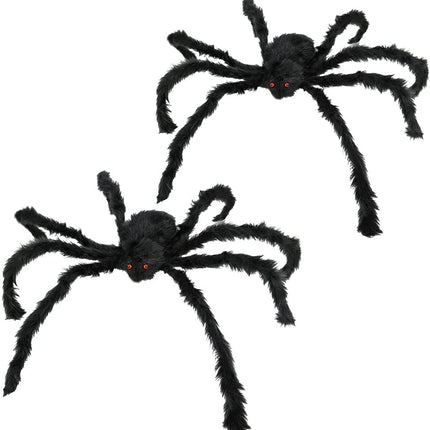 2 Pack Giant Spider for Halloween Decoration, 55 Inch Halloween Spider for Indoor Outdoor Yard Halloween Decoration Fake Spider Scary Furry Spider Props