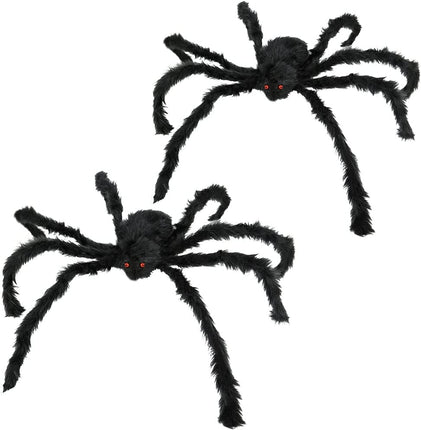 2 Pack Giant Spider for Halloween Decoration, 55 Inch Halloween Spider for Indoor Outdoor Yard Halloween Decoration Fake Spider Scary Furry Spider Props