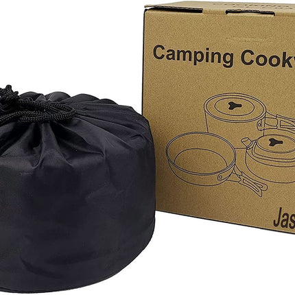 Outdoor Cookware Set Camping Cooker Set Camping Equipment Mountaineering Aluminum Cooker BBQ Tableware Camping Pot Set Suitable for 2~3 People - Green