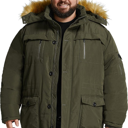 Men'S Big and Tall Winter Warm Heavy Hooded Parka Jacket