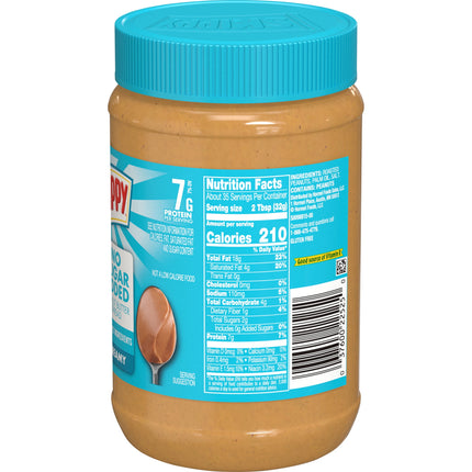 No Sugar Added Creamy Peanut Butter Spread, Plastic Jar 40 Oz