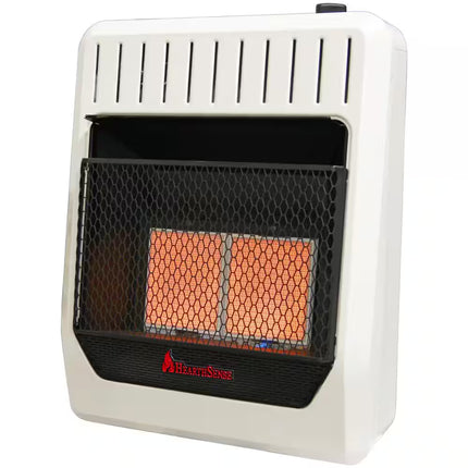 20,000 BTU, Dual Fuel Ventless Infrared Plaque Heater with Base and Blower, T-Stat Control