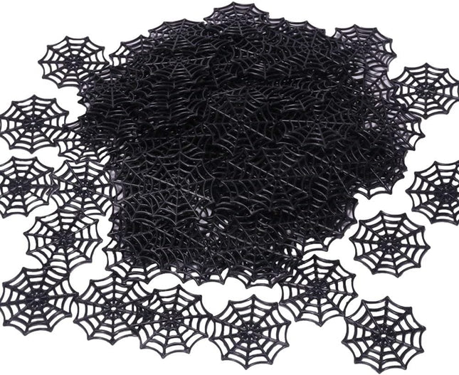 100Pcs Halloween Mini Spider Web Decoration Plastic Artificial Spider Web for Halloween Party Desktop Supplies Festival Photo Prop (Black)