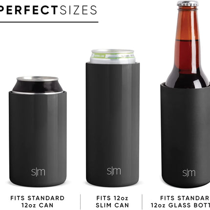 Standard Can Cooler for Beer, Soda, Sparkling Water | Vacuum Insulated Stainless Steel Drink Sleeve Holder Gift for 12Oz Regular | Ranger Collection | Midnight Black