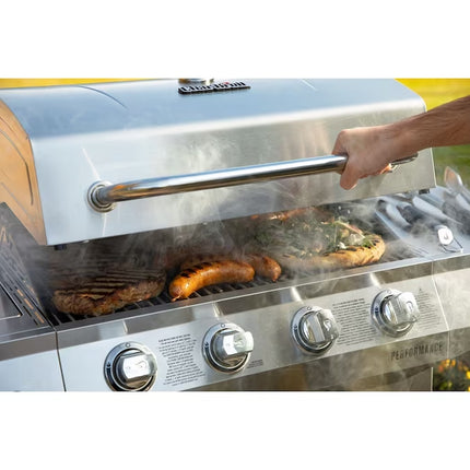 Performance Series Silver 4-Burner Liquid Propane Gas Grill with 1 Side Burner