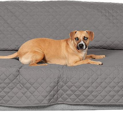 Water-Resistant & Reversible Large Sofa/Couch Cover Protector for Dogs, Cats, & Children - Two-Tone Pinsonic Quilted Living Room Furniture Cover - Gray/Mist, Large Sofa