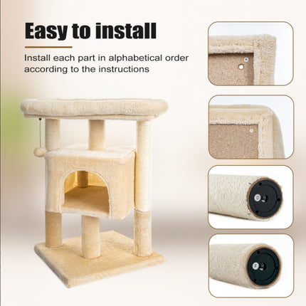 Pefilos 29inch Cat Tree Tower For Indoor Cats Cat Condo With Sisal Scratching Posts, Plush Perch, Cat Bed Furniture, Beige