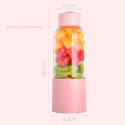 Portable Blender 6 Blades Travel Wireless Juicer Cup Mini Personal Size Blenders Food Grade Borosilicate Glass USB Rechargeable Fruit Blender for Shakes and Smoothies Mixer with Handle 450Ml(15.2Oz)