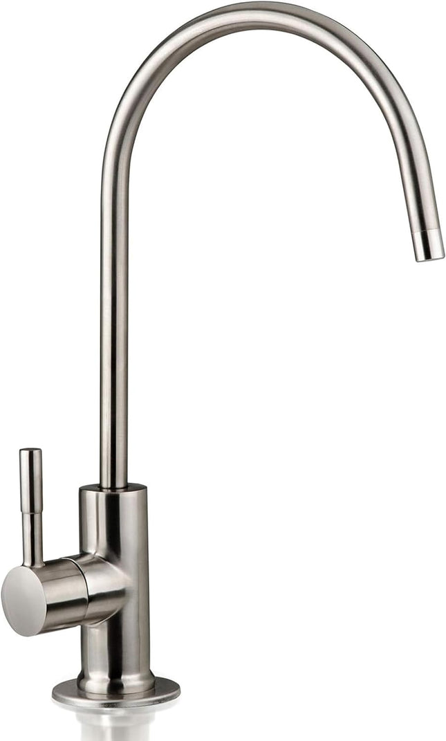 GA1-BN Drinking Water RO Faucet for Kitchen Sink, Heavy-Duty Lead-Free Reverse Osmosis Faucet for RO Water Filtration System, Non-Air Gap 100% Stainless Steel RO Faucet, Brushed Nickel Finish