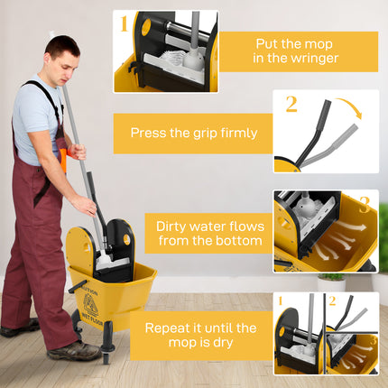 Mop Bucket with Wringer on Wheels for Floor Cleaning