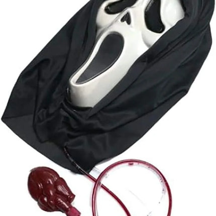 Multi-Color Plastic Halloween Scream Costume Mask, with Blood Pump for Adult