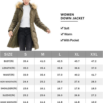 Slim Fit Winter Coats for Women Removable Hood Faux Fur Trim Thicken down Jacket